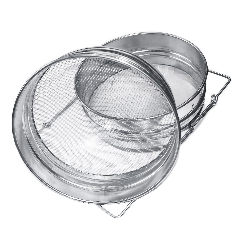 Filtro (setaccio) doppio rivestito in stagno 21 cm con manici