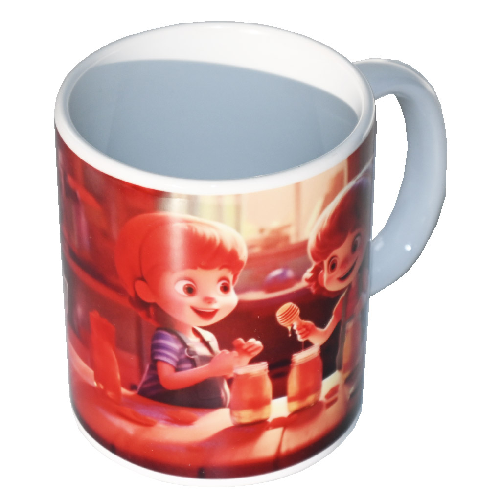 Tazza con motivo di bambini con il miele