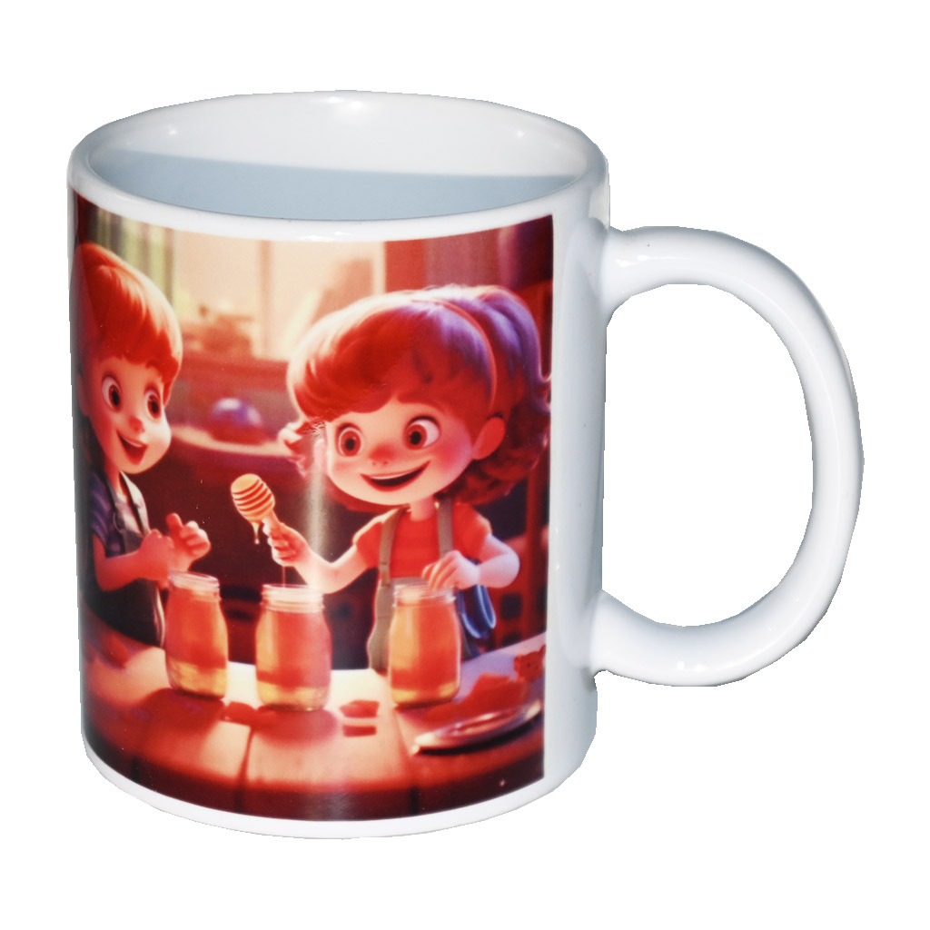 Tazza con motivo di bambini con il miele