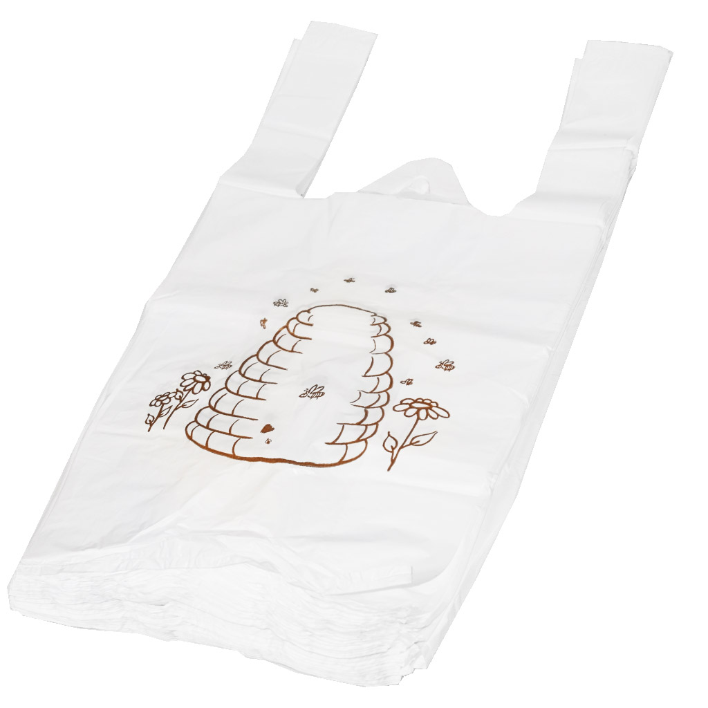 Sacchetti di plastica con manici - con arnia - 22 x 38 cm - 200 pezzi