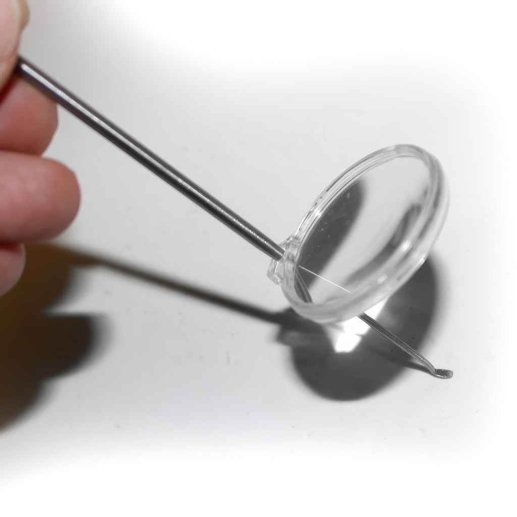 Coglilarva in acciaio inox con lente d'ingrandimento