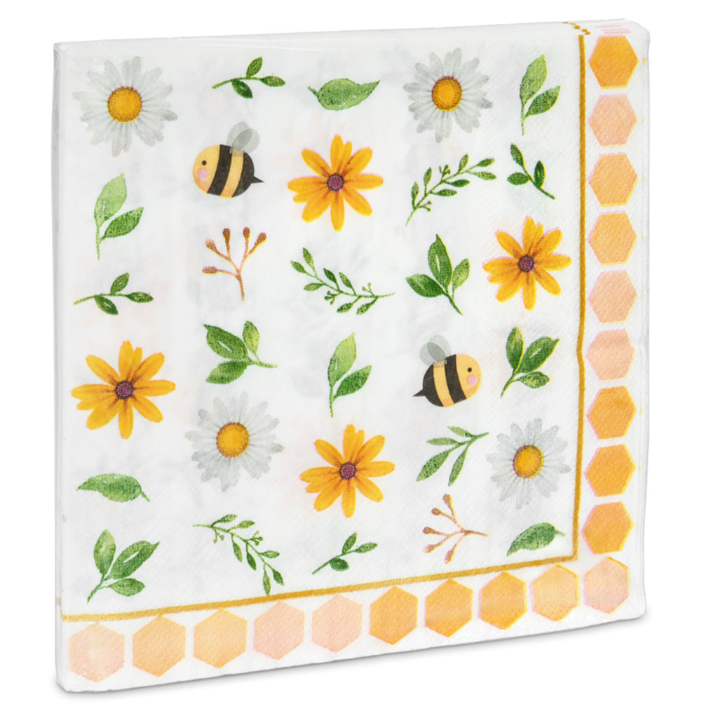 Tovaglioli di carta Api e fiori - 20 pz