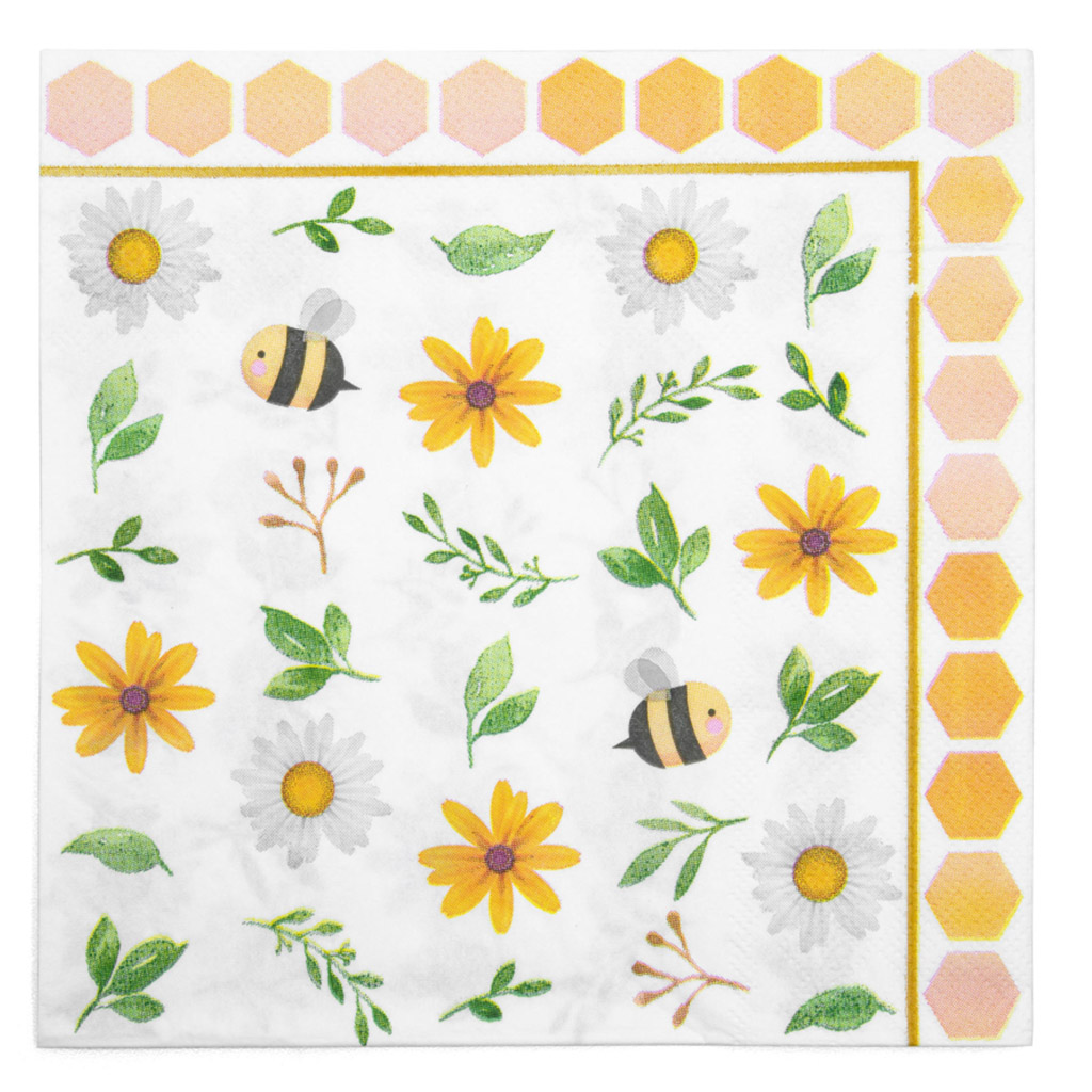 Tovaglioli di carta Api e fiori - 20 pz
