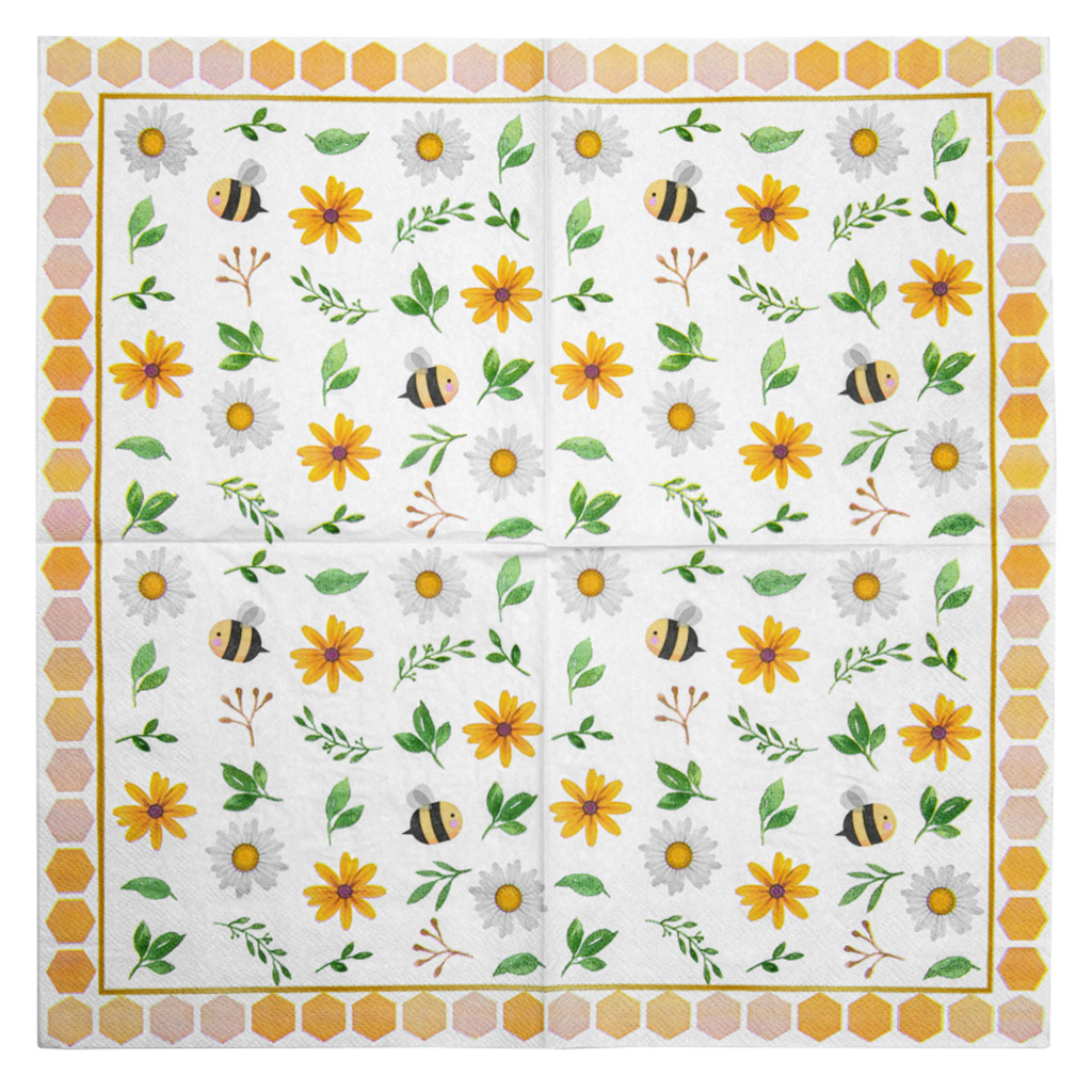 Tovaglioli di carta Api e fiori - 20 pz