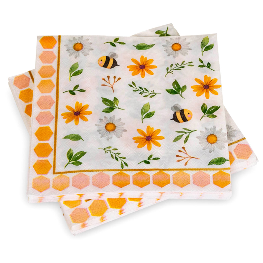 Tovaglioli di carta Api e fiori - 20 pz