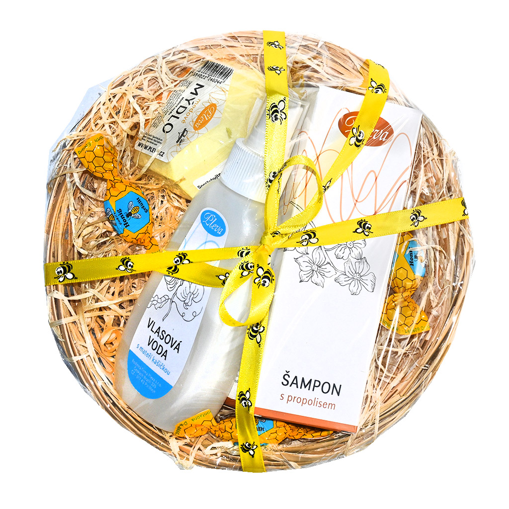 Cestino regalo Pleva con cosmetico per capelli