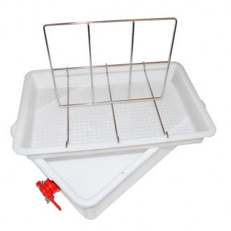 Vassoio per disopercolatura Mellarius - 2 telaini - vasca in plastica - acciaio inox