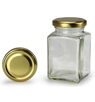 Vasetto quadrato con coperchio dorato 260 ml (TO 58)