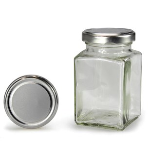 Vasetto quadrato con coperchio argentato 260 ml (TO 58)