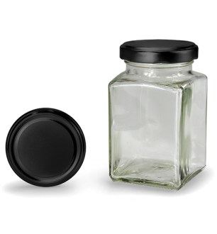 Vasetto quadrato con coperchio nero 260 ml (TO 58)