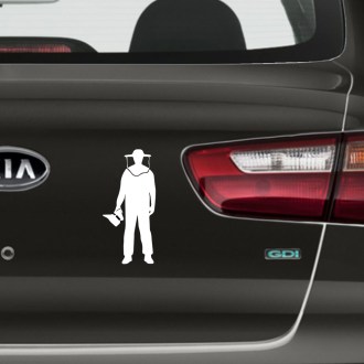 Adesivo apicoltore con affumicatore - bianco