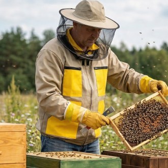 Camiciotto da apicoltore beige, taglie: S-XXXL