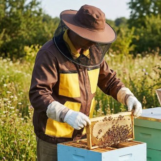 Camiciotto da apicoltore marrone, taglie: S-XXXL - CZ