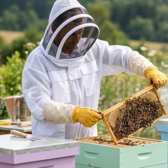 Camiciotto da apicoltore professionale con maschera taglia: S-XXL