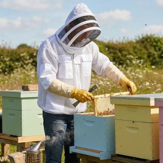 Camiciotto da apicoltore professionale con maschera taglia: S-XXL