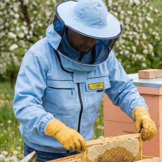 Camiciotto apicola con cappello - blu - Lysoň, taglia: S-XXL