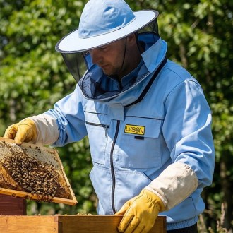 Camiciotto apicola con cappello - blu - Lysoň, taglia: S-XXL