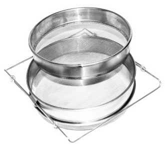 Doppio filtro (setaccio) in acciaio inox 24 cm con impugnature DE3