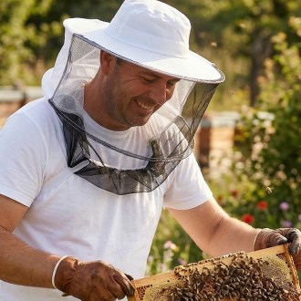 Cappello da apicoltore con protezione per le mani