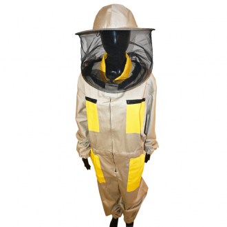 Tuta da apicoltore con cappello, beige, taglie: S-XXXL