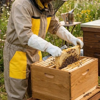 Tuta da apicoltore con cappello, beige, taglie: S-XXXL