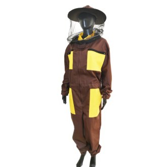 Tuta da apicoltore con cappello, marrone taglia: S-XXXL