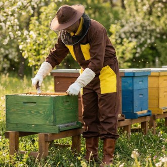Tuta da apicoltore con cappello, marrone taglia: S-XXXL