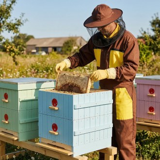 Tuta da apicoltore con cappello, marrone taglia: S-XXXL