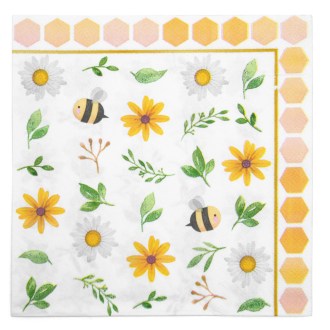 Tovaglioli di carta Api e fiori - 20 pz