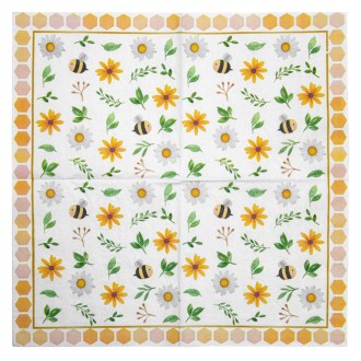 Tovaglioli di carta Api e fiori - 20 pz