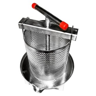 Torchio manuale - per miele e frutta - acciaio inox - 38 x 34 cm - 10 l