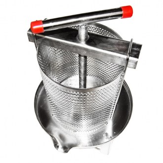 Torchio manuale - per miele e frutta - acciaio inox - 38 x 34 cm - 10 l
