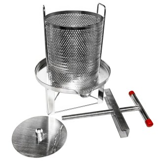 Torchio manuale - per miele e frutta - acciaio inox - 38 x 34 cm - 10 l