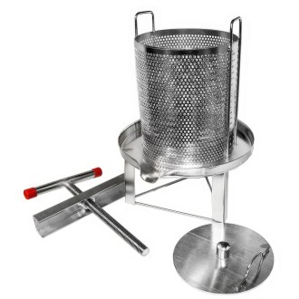 Torchio manuale - per miele e frutta - acciaio inox - 38 x 34 cm - 10 l