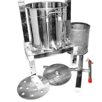 Torchio manuale con secchiello per miele e frutta - acciaio inox - 10 l
