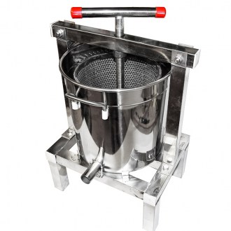 Torchio manuale con secchiello per miele e frutta - acciaio inox - 10 l