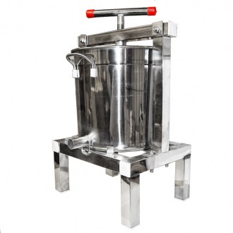 Torchio manuale con secchiello per miele e frutta - acciaio inox - 10 l