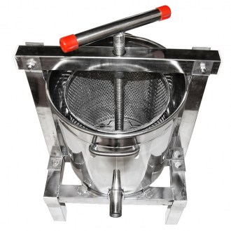 Torchio manuale con secchiello per miele e frutta - acciaio inox - 10 l