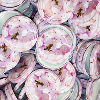 Coperchio per barattolo TO 82 - fiore rosa - 700 pezzi - scatola intera - HO11