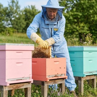 Tuta apistica con cappello - blu - Lysoň, taglia: S-XXXL