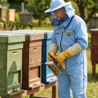 Tuta apistica con cappello - blu - Lysoň, taglia: S-XXXL