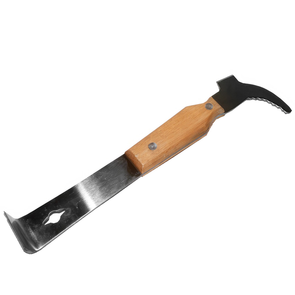 Distanziatore per apicoltura Swiss Biene, grande in acciaio inox con impugnatura in legno 26 cm