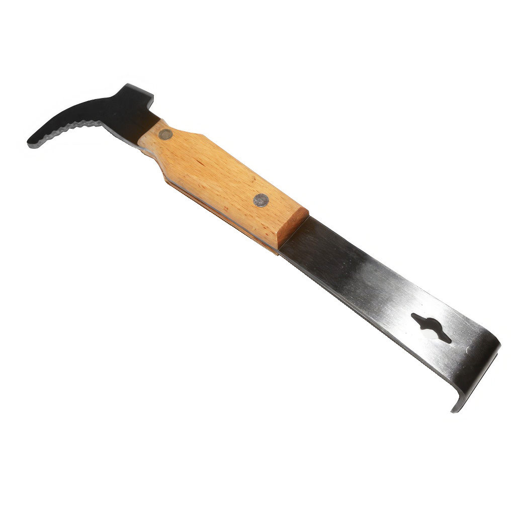 Distanziatore per apicoltura Swiss Biene, grande in acciaio inox con impugnatura in legno 26 cm