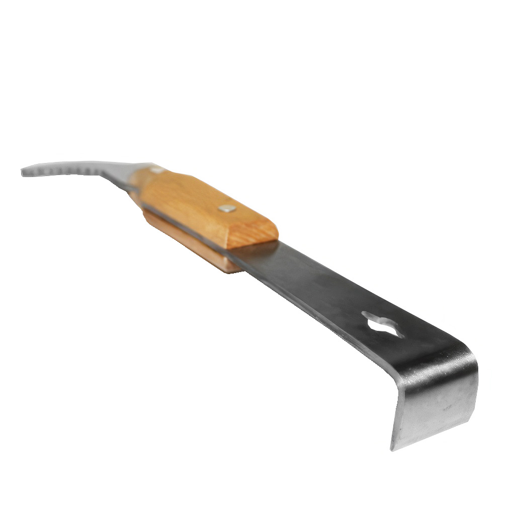 Distanziatore per apicoltura Swiss Biene, grande in acciaio inox con impugnatura in legno 26 cm