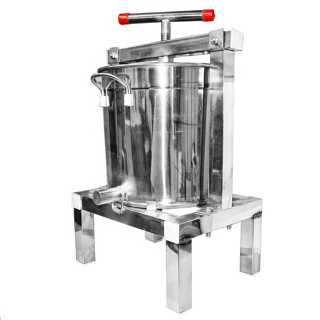 Torchio manuale con secchiello per miele e frutta - acciaio inox - 10 l