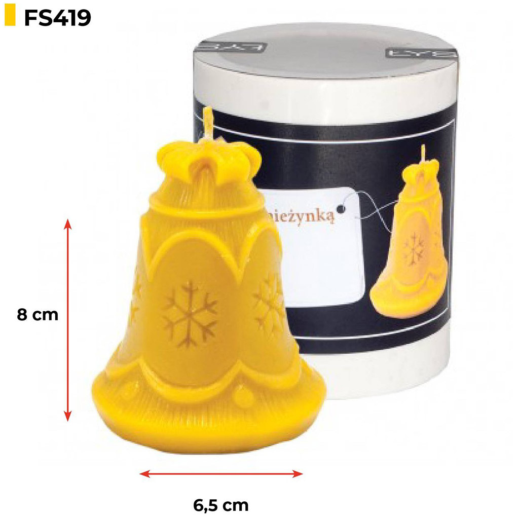 Stampo in silicone per candele - campanella con fiocco di neve - 8 cm - FS419