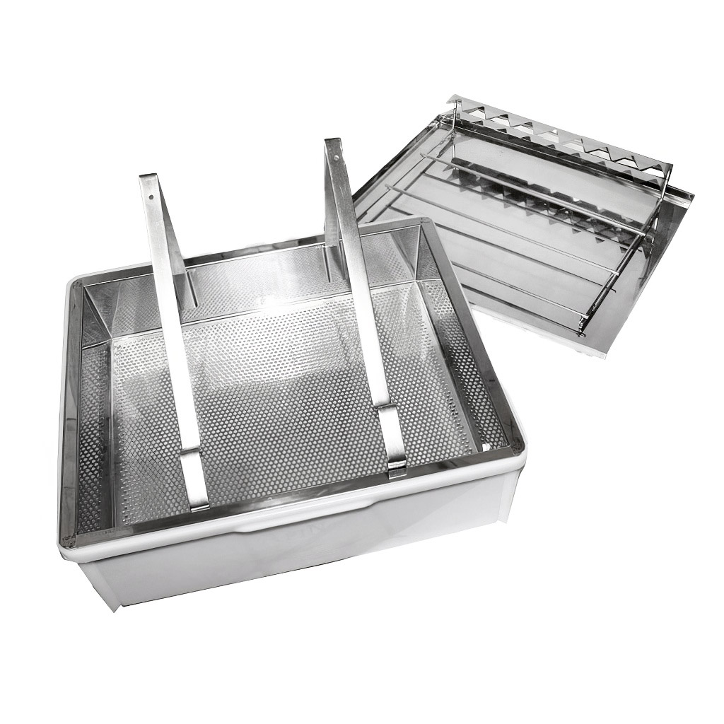 Vassoio da disopercolatura ApiNord - acciaio inox - con ripiano per 1 telaio.