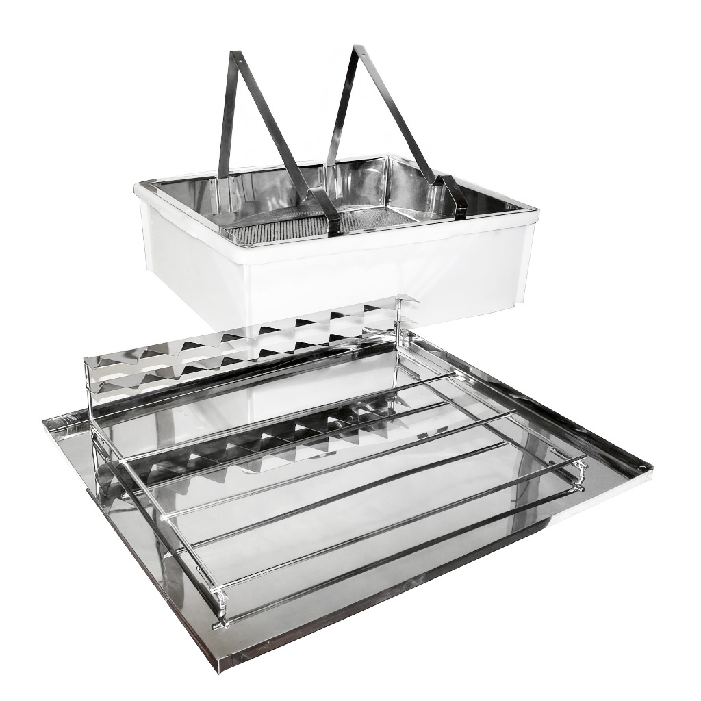 Vassoio da disopercolatura ApiNord - acciaio inox - con ripiano per 1 telaio.