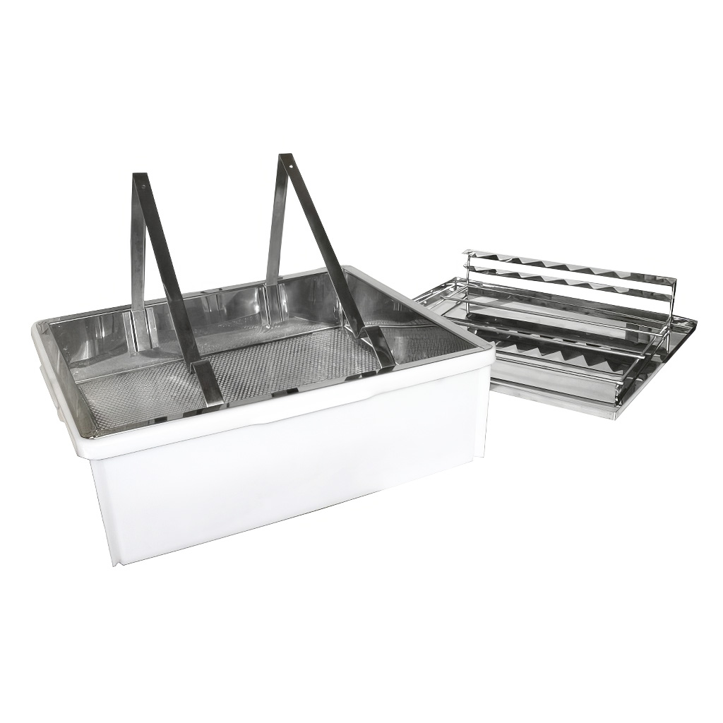 Vassoio da disopercolatura ApiNord - acciaio inox - con ripiano per 1 telaio.